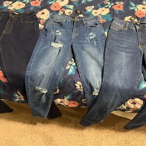 Fashion Nova Distressed Blue Skinny Jeans Trio